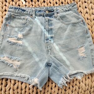 Light Blue Distressed Denim Shorts